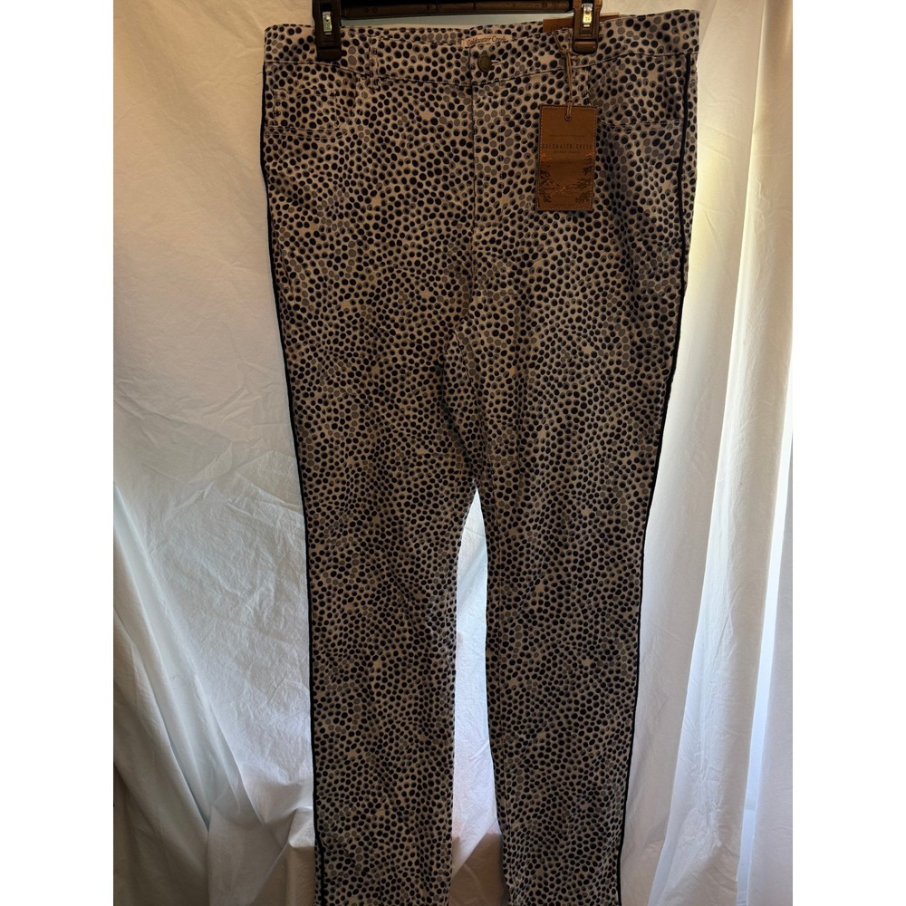 Coldwater Creek Womens 16 Classic Fit Slim Leg Jeans Blue Pebble Dot Print NWT